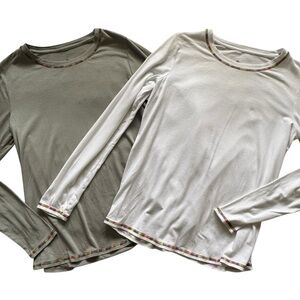 Laurie Felt 2 Pajama Long Sleeve Lightweight Gray and White Top Size XS